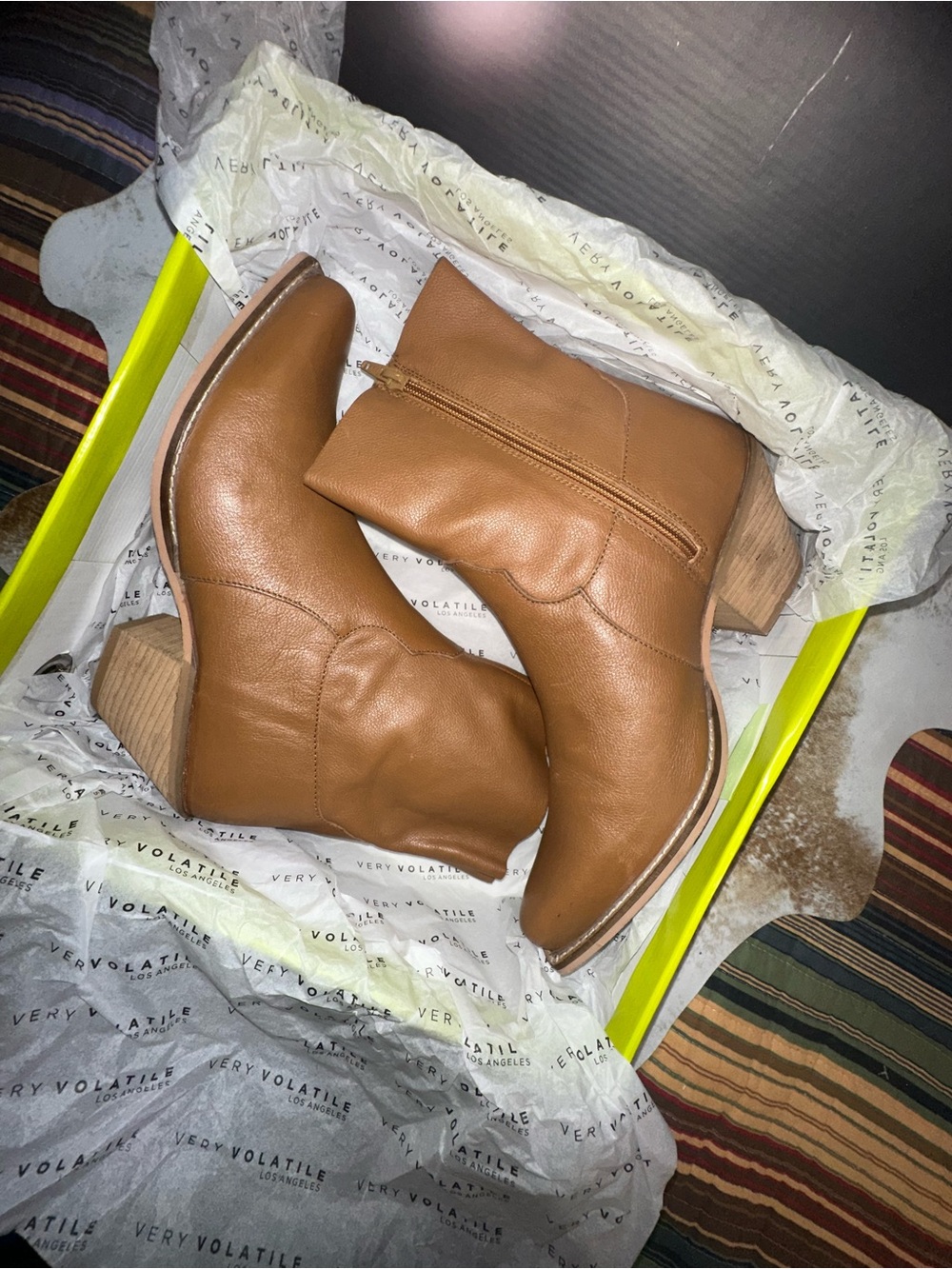 Very Volatile Cognac Leather Ankle Boots